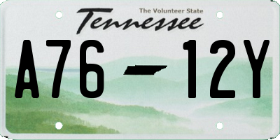 TN license plate A7612Y