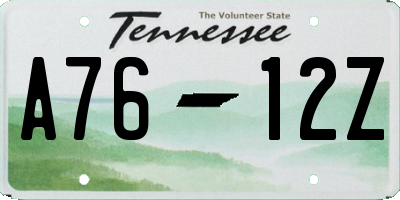 TN license plate A7612Z