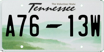 TN license plate A7613W