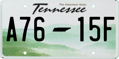 TN license plate A7615F