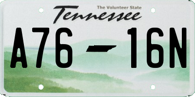 TN license plate A7616N