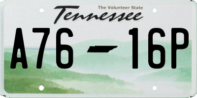 TN license plate A7616P