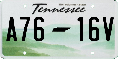 TN license plate A7616V