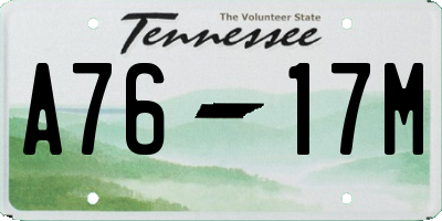 TN license plate A7617M