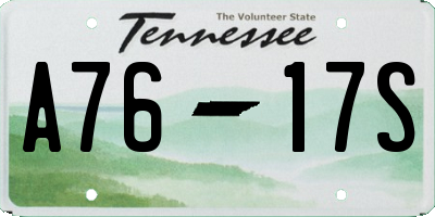 TN license plate A7617S