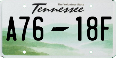 TN license plate A7618F