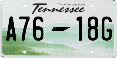 TN license plate A7618G