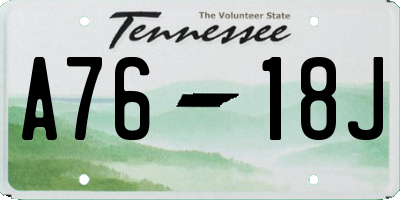 TN license plate A7618J
