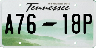 TN license plate A7618P