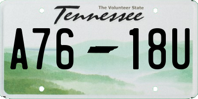 TN license plate A7618U