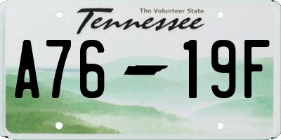 TN license plate A7619F