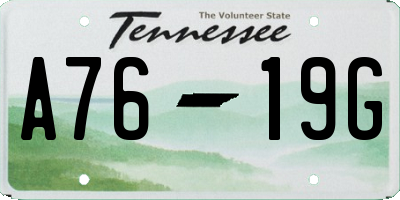 TN license plate A7619G
