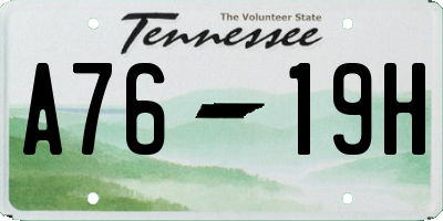 TN license plate A7619H