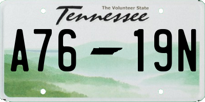 TN license plate A7619N