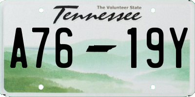 TN license plate A7619Y