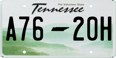 TN license plate A7620H