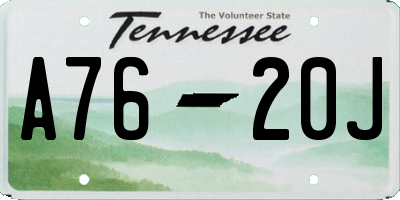 TN license plate A7620J
