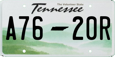 TN license plate A7620R