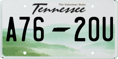 TN license plate A7620U