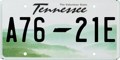 TN license plate A7621E