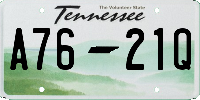TN license plate A7621Q