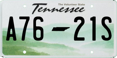 TN license plate A7621S