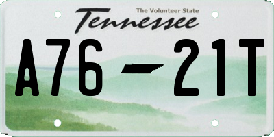 TN license plate A7621T