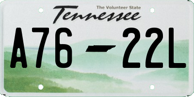 TN license plate A7622L