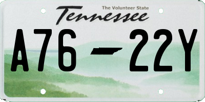TN license plate A7622Y