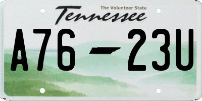 TN license plate A7623U