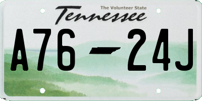 TN license plate A7624J