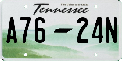 TN license plate A7624N