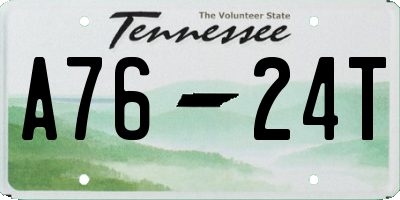 TN license plate A7624T