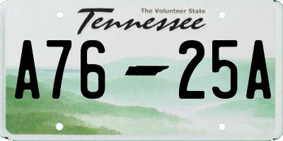 TN license plate A7625A