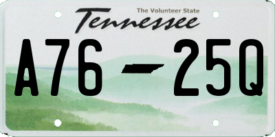TN license plate A7625Q