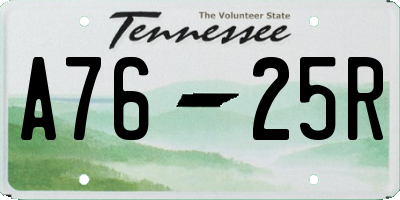 TN license plate A7625R