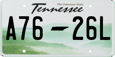TN license plate A7626L