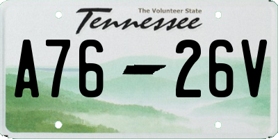 TN license plate A7626V
