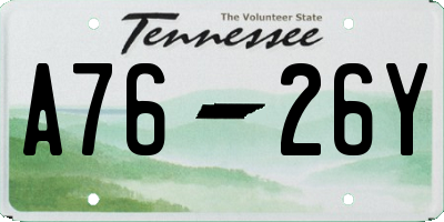 TN license plate A7626Y