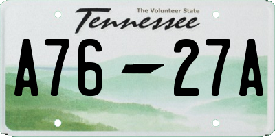 TN license plate A7627A