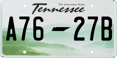 TN license plate A7627B