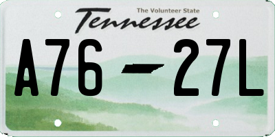 TN license plate A7627L