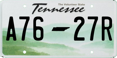 TN license plate A7627R
