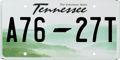 TN license plate A7627T