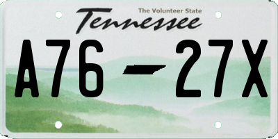 TN license plate A7627X
