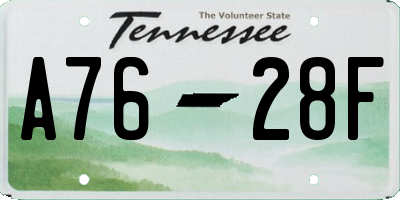 TN license plate A7628F