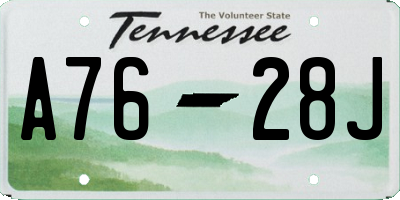 TN license plate A7628J