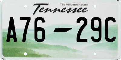 TN license plate A7629C