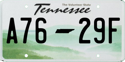 TN license plate A7629F