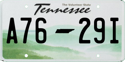 TN license plate A7629I